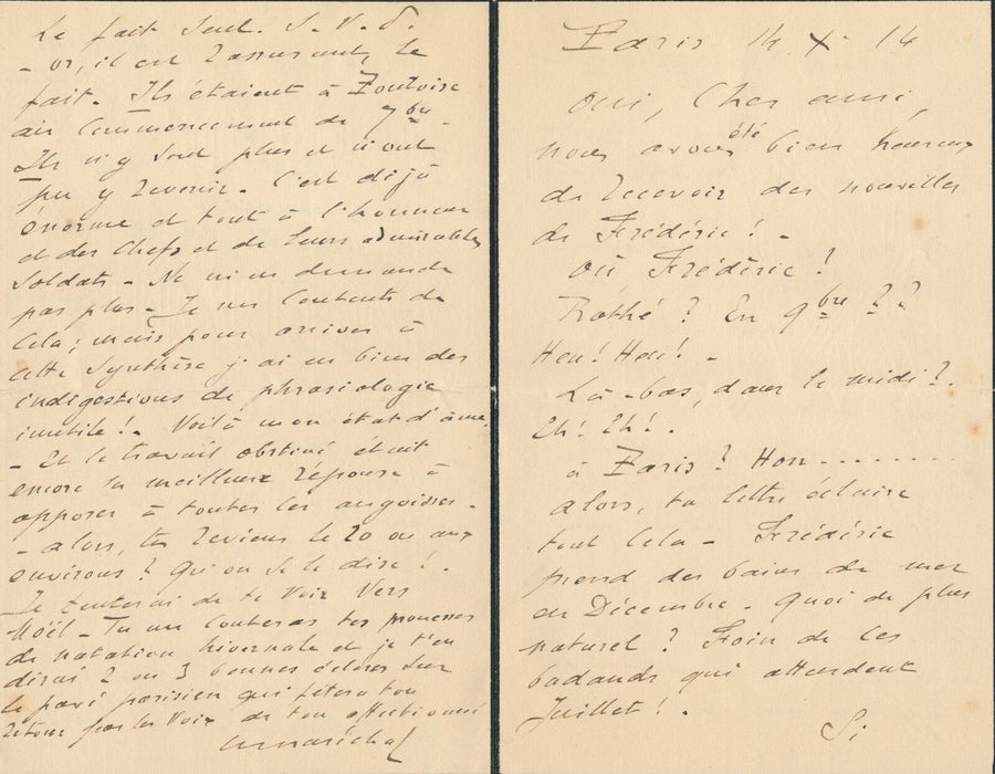 Charles H. Maréchal musique compositeur lettre autographe signée guerre angoisse