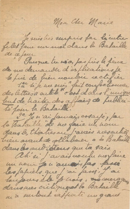 intéressant ensemble autographe Henri JEANSON 2 lettres 1 billet 1 télégramme