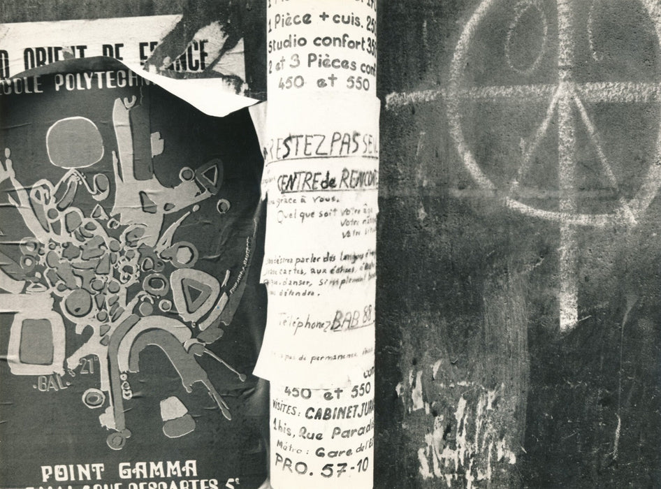Paris mai 69 5 photos photographie époque affiche rue politique Poher anonyme