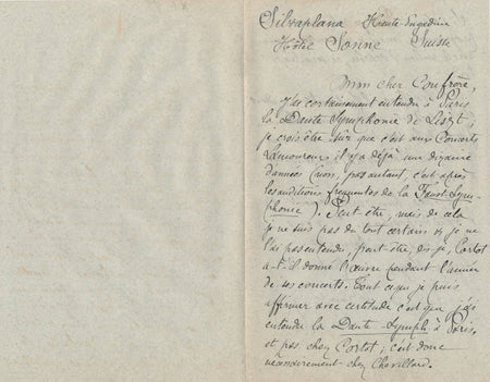 critique musical Amédée Boutarel Dante Symphonie Liszt autographe lettre Cortot