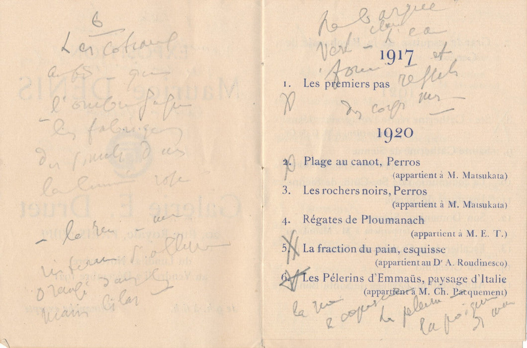 galerie Druet brochure exposition Maurice Denis 1921