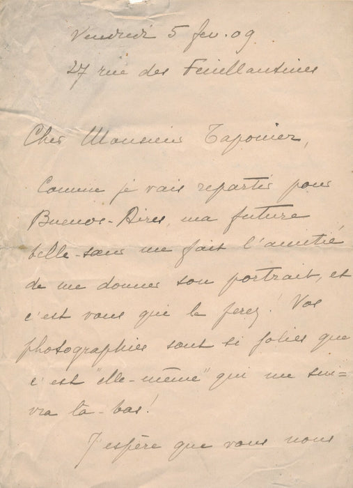 Marguerite MORENO comédienne lettre autographe signée choisit son studio photo