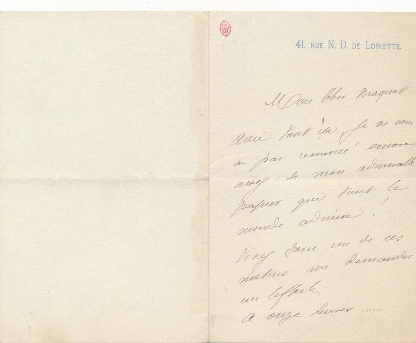 théâtre William BUSNACH  demande bifteck  lettre autographe et note