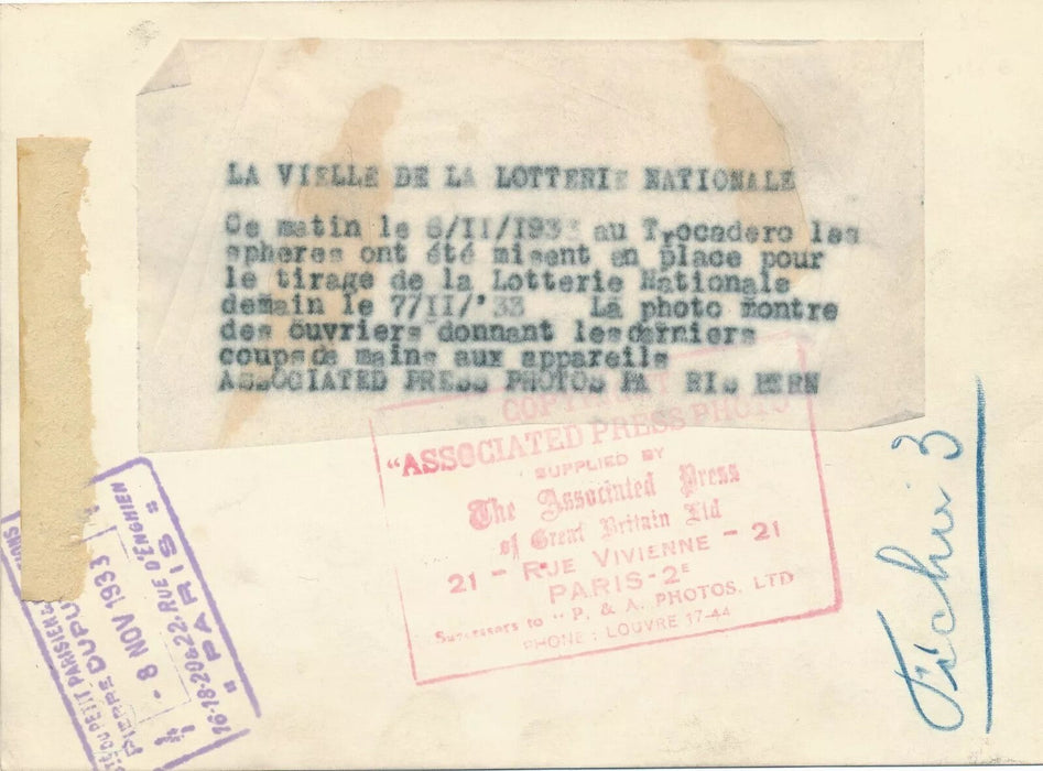 Loterie nationale 11 photo photographie v. 1930-40 belle documentation