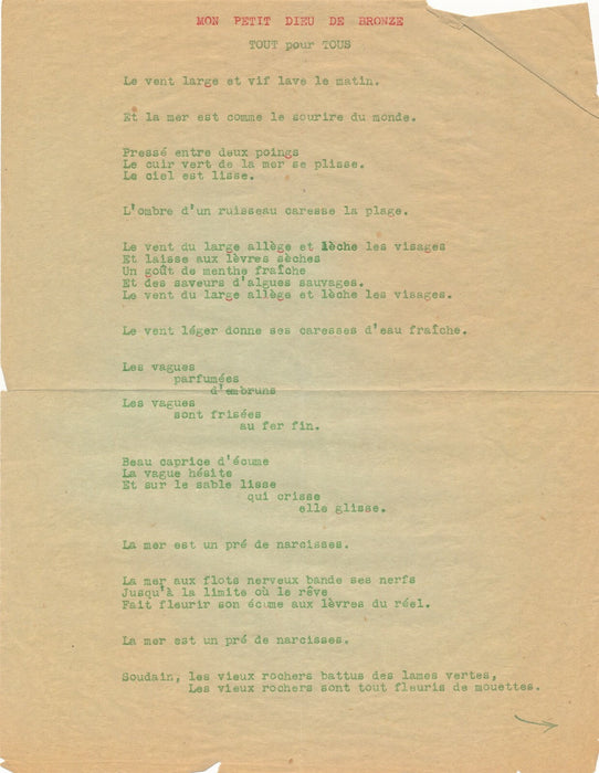 Marcel Chabot lettre autographe signée Germain Delatousche peintre poème