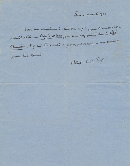 Albert Emile Sorel Régine et nous roman remerciements critique Marcel Gras 1930