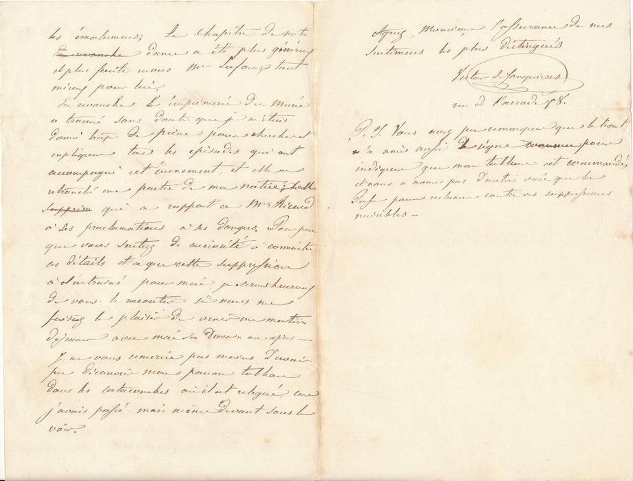 Victor de JONQUIÈRES sur  L’Archange Paris relégué catacombes lettre autographe