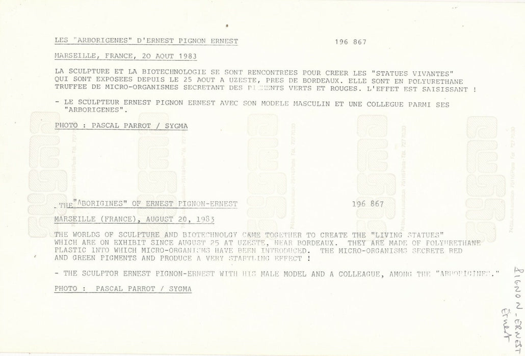 Ernest PIGNON-ERNEST Les « Arborigènes », 1983 photo photographie 
