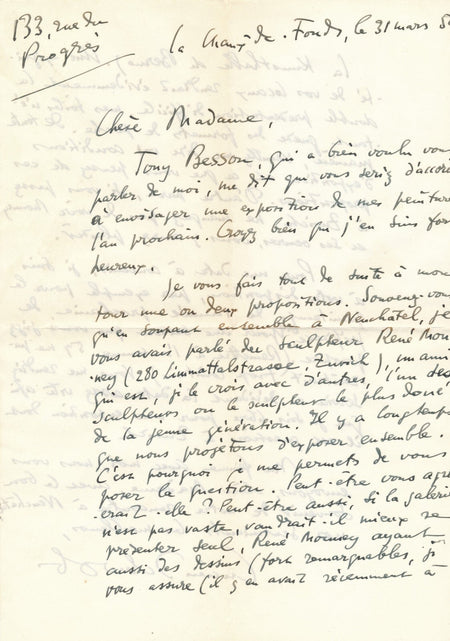 Lucien SCHWOB 2 lettres autographes signées ami René Monney exposition