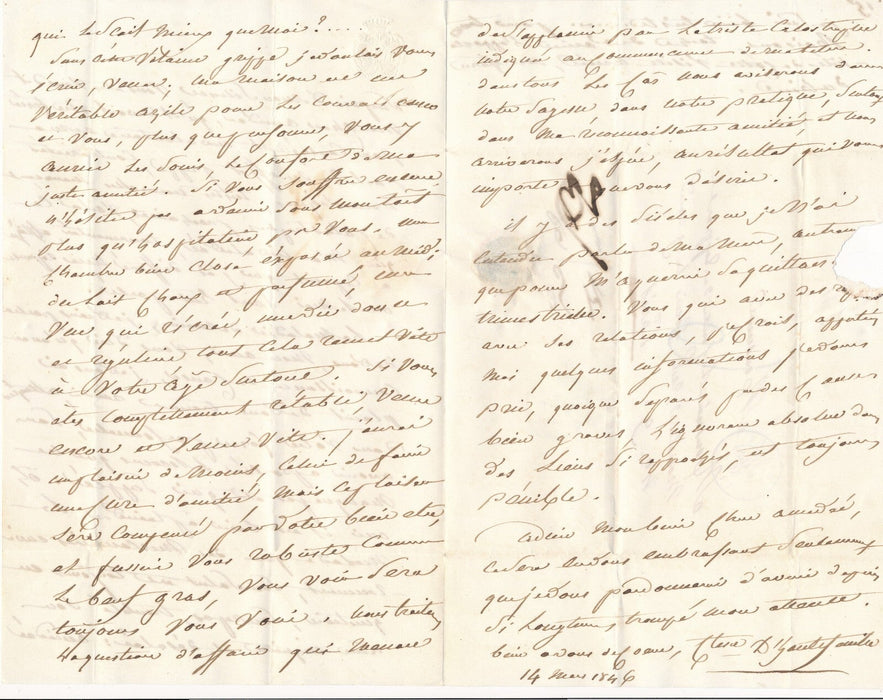 Anne Marie de MARGUERYE comtesse HAUTEFEUILLE 11 lettres autographes signées