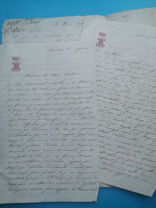 Comte SAINT-BELIN Louis noblesse THOMASSIN DE BIENVILLE Zoé 2 lettres Vaudrémont