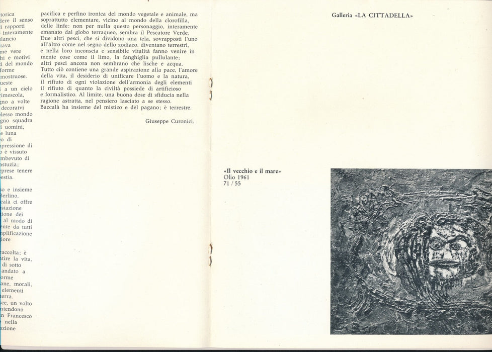 peintre italien Claudio BACCALÀ catalogue signé ET lettre autographe ET note