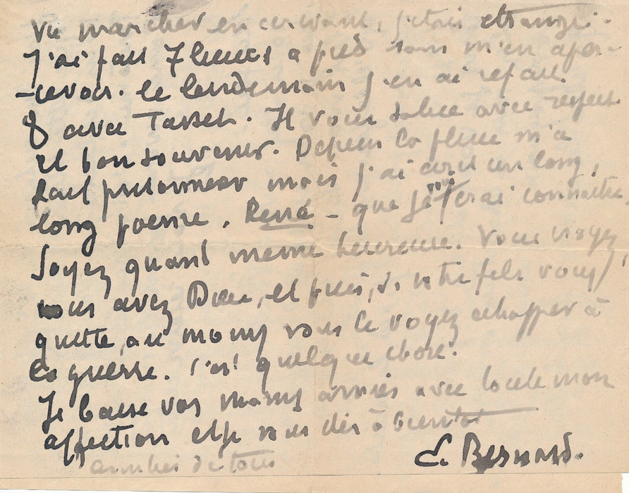 Émile BERNARD très belle lettre autographe signée amitié guerre religion