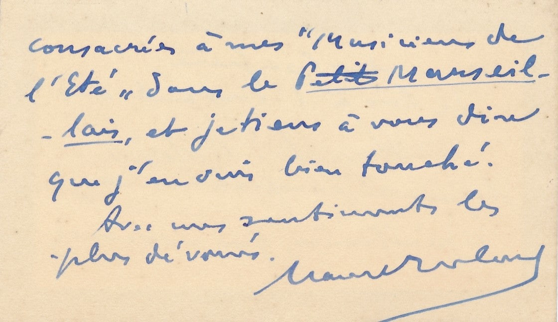 les insectes chanteurs Marcel Roland carte autographe signée science 1931