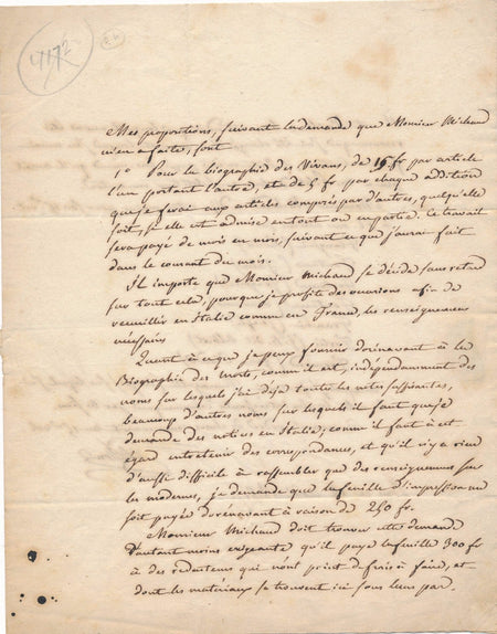 Histoire Religion abbé Guillon lettre autographe signée à Michaud biographie 