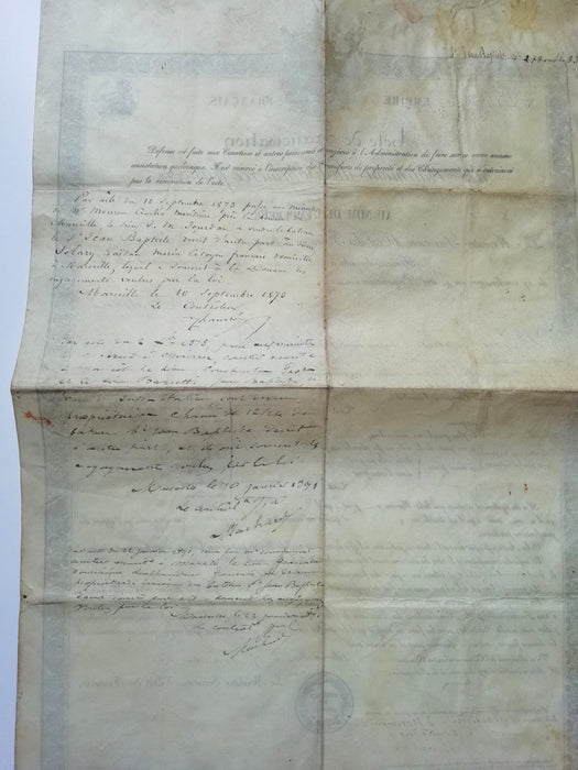 Acte signé Magne francisation navire Saint Jean-Baptiste, Marseille Jourdan 1860