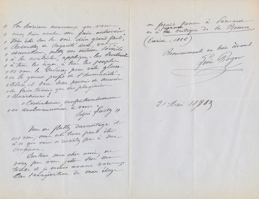 Louis Roger La Réforme musicale Galin-Paris-Chevé 2 lettres autographes signées