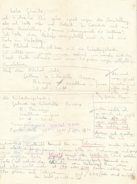 Raffael BENAZZI belle lettre autographe signée dessin affiche sculpture suisse