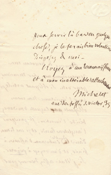 Jules Michelet 2 lettres autographes signées remerciement articles