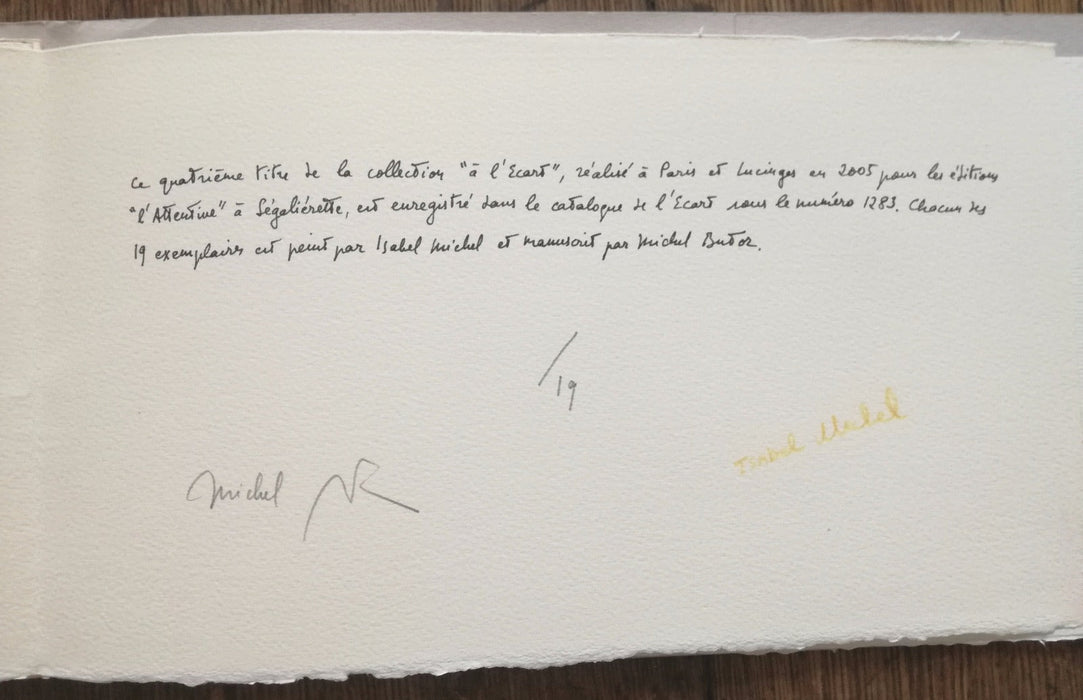 Michel Butor livre d'artiste Crépuscule ancien Isabel Michel manuscrit 2005