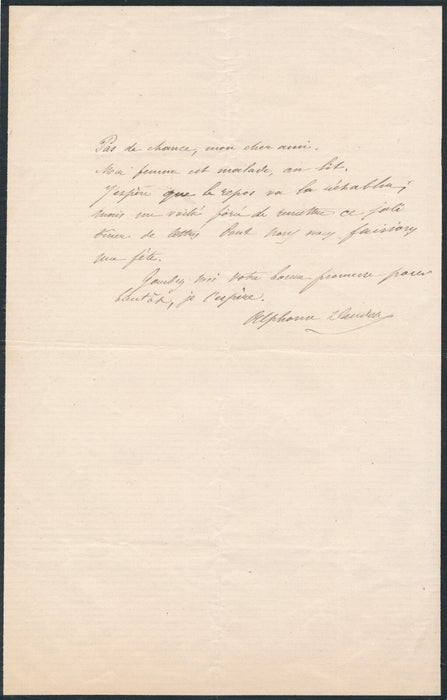 Alphonse DAUDET lettre autographe signée dîner de lettrés !