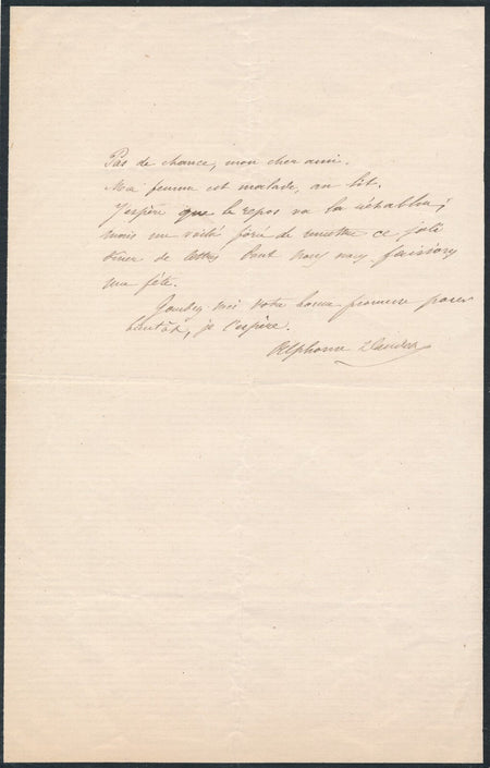 Alphonse DAUDET lettre autographe signée dîner de lettrés !