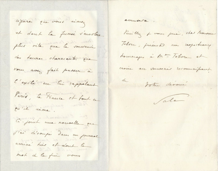 Comte SALA Maurice Michel Antoine 1851-1905 ambassadeur La Havane à F. Febvre