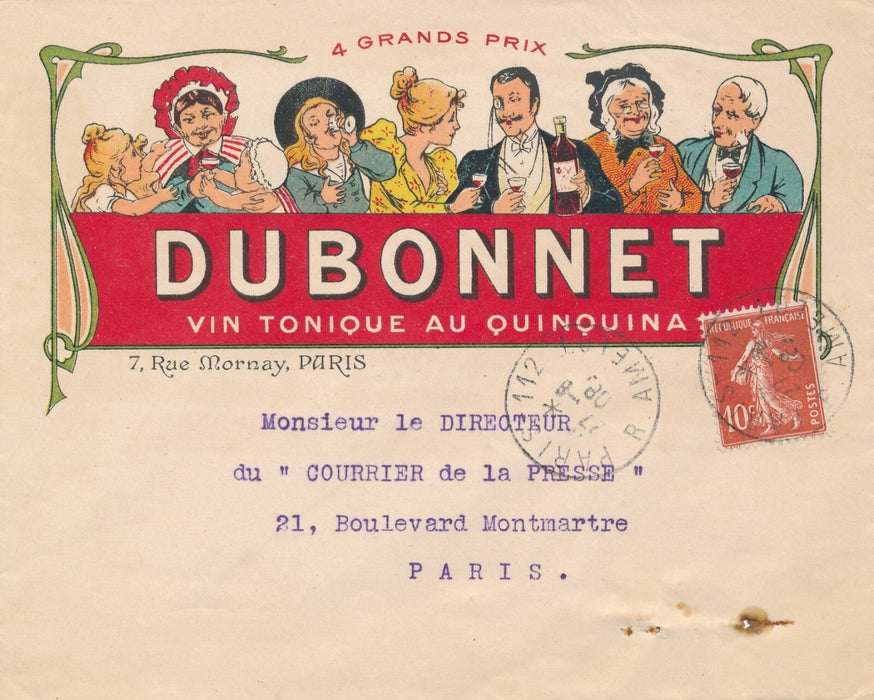 DUBONNET vin tonique lettre signée Dubonnet et enveloppe illustrée