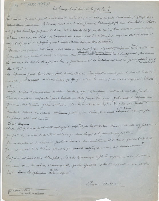Pierre Soulaine journaliste écrivain manuscrit autographe bibliophilie