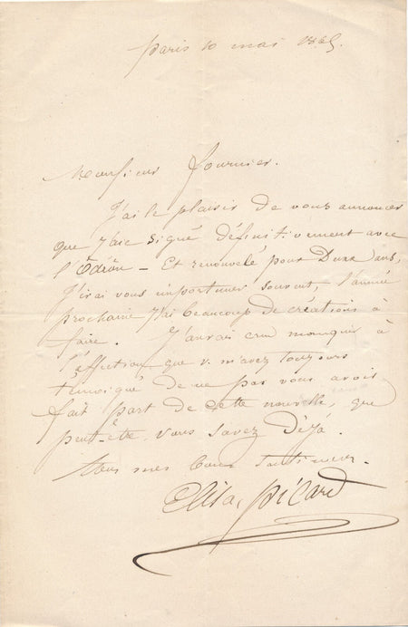 Élise PICARD 4 lettres autographes Edouard FOURNIER appui partage beau lot