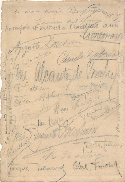 Menu des 25 ans Paris Noël revue F. Robida signatures autographes dont Abbéma