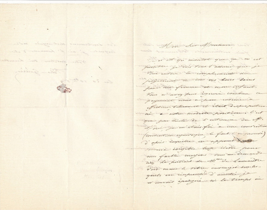 Félix GUÉRIN soins médicaux trop chers lettre autographe signée