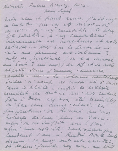 BRINDEJONT OFFENBACH lettre autographe guerre Nice Gestapo Bibliothèque