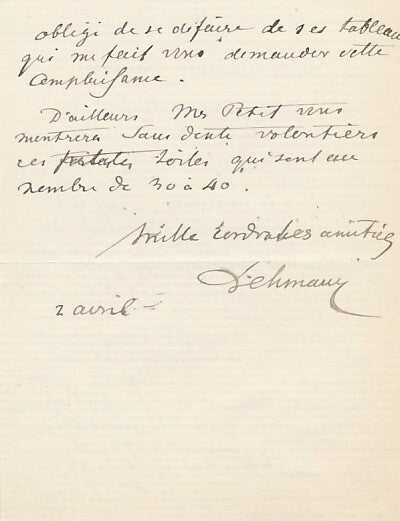 Henri LEHMANN 3 lettres autographes signées sur Repos, Ventura Sarah Tobie