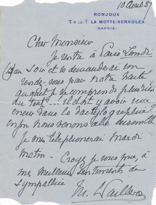 écrivain Marie-Louise PAILLERON 4 documents autographe signé résurrectionnistes