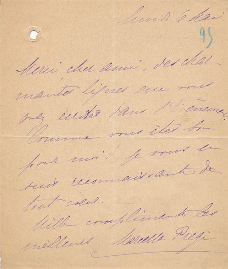 Musique cantatrice Marcella PREGI soprano suisse lettre autographe signée