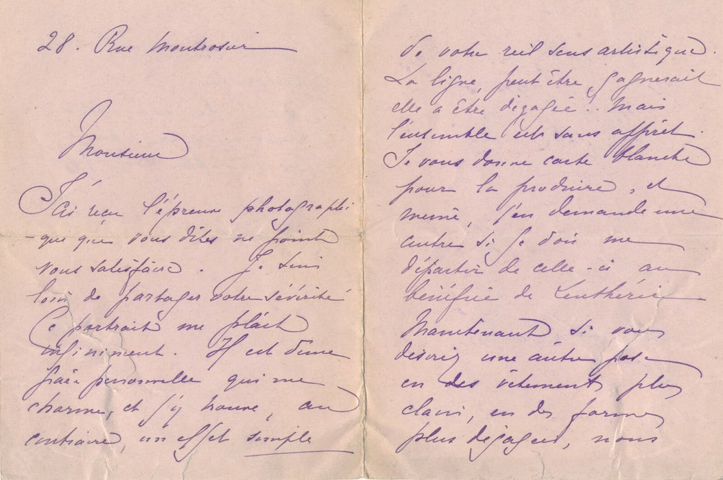 Marguerite ROLLAND juge ses portraits photographiques lettres autographes signée