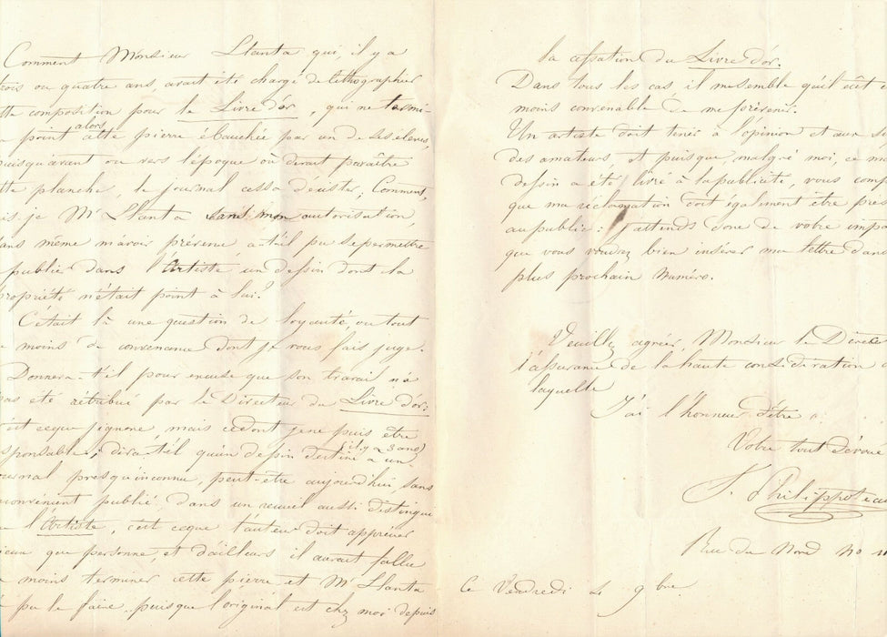 Henri Félix Emmanuel PHILIPPOTEAUX lettre autographe signée reproduction abusive