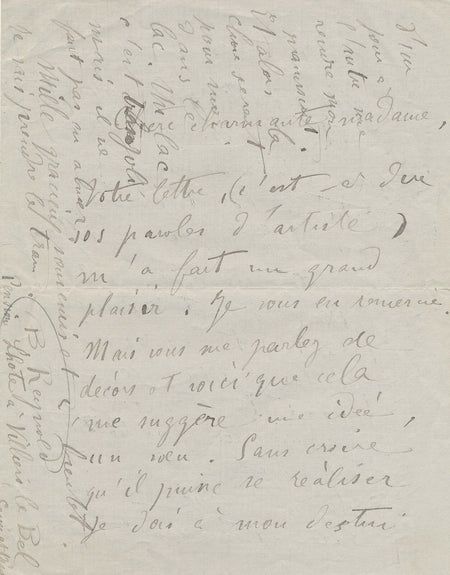 Berthe REYNOLD poétesse Lyon lettre autographe signée une idée ! un décor !