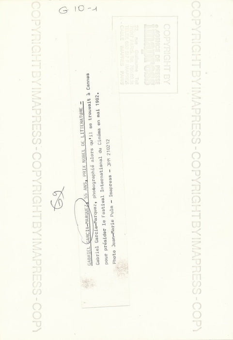 Gabriel GARCIA-MARQUEZ tirage argentique époque Cannes prix Nobel photographie