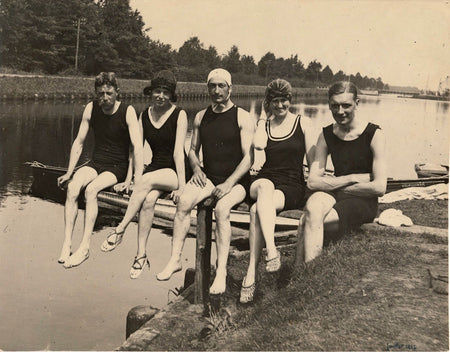 Baigneurs baigneuses mode maillot bain photo papier albuminé v. 1890