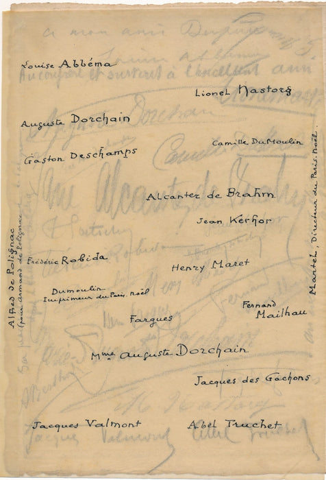 Menu des 25 ans Paris Noël revue F. Robida signatures autographes dont Abbéma