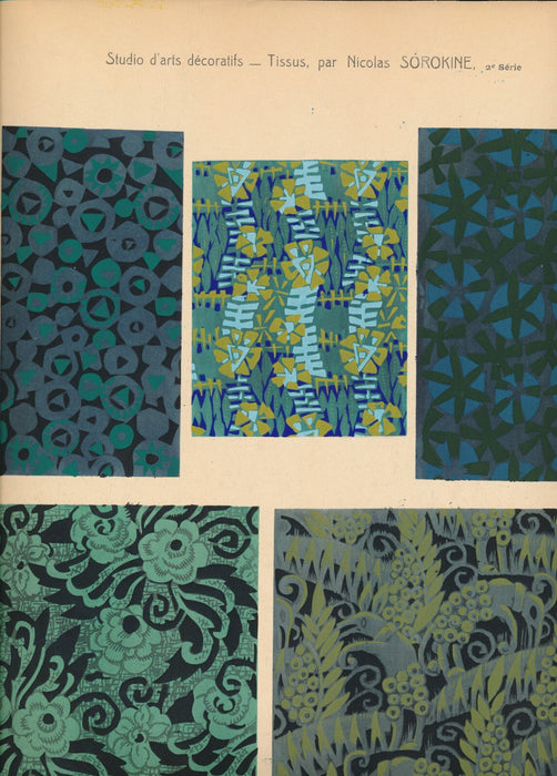 SOROKINE Broderies Tissus 2e série Arts décoratifs v. 1920 pochoir 52 motifs