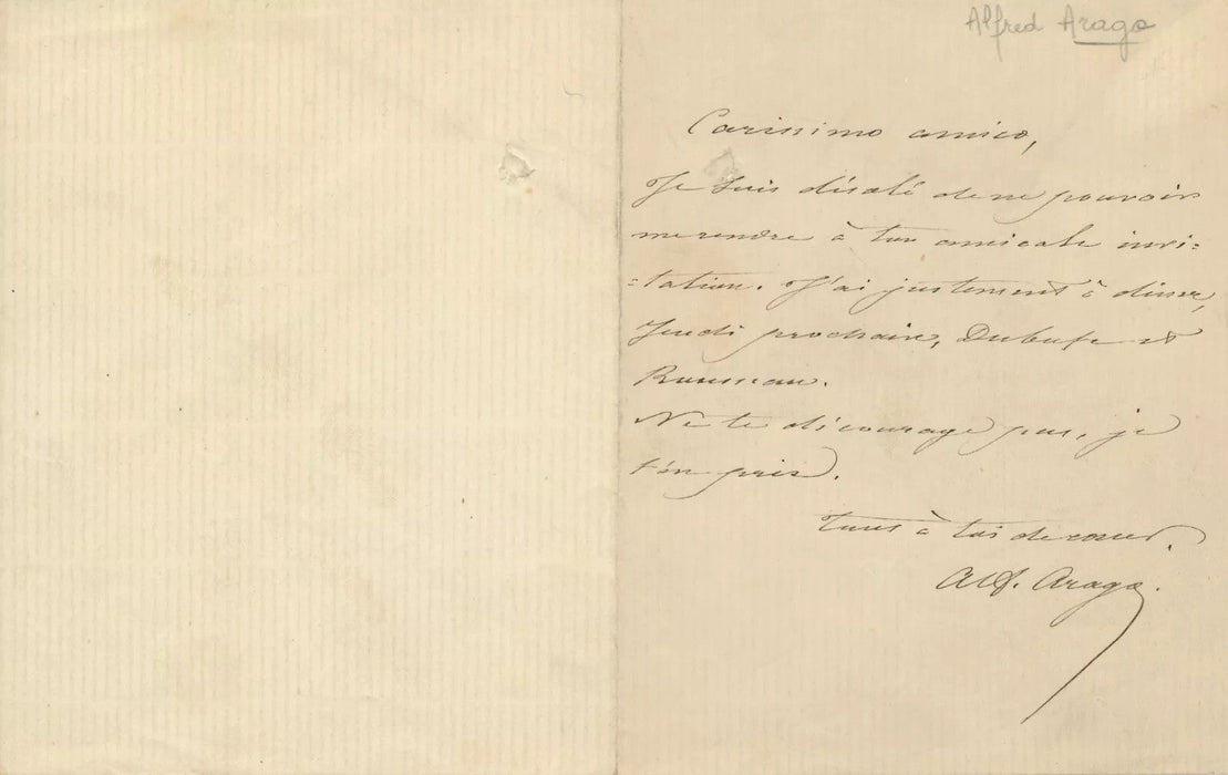 Alfred ARAGO peintre 3 lettres autographes signées Dubufe Rousseau