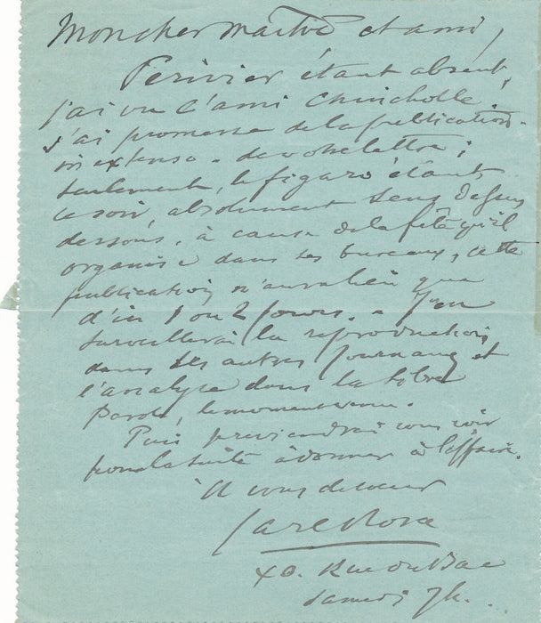 Mario CARL-ROSA à William BOUGUEREAU suit affaire lettre à publier au Figaro