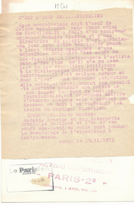 KRASNO Performance Salon Automne 2 photos photographie 1972 Graziella Martinez