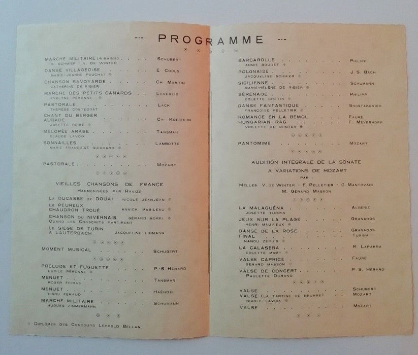 Raymond Duncan avis de récital piano musique 1948 invitation rue de Seine