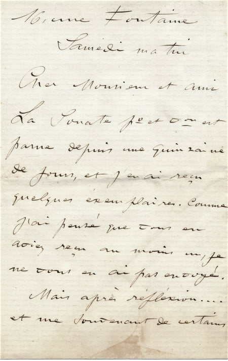 Musique Émile BERNARD (1843-1902) violoncelliste lettre autographe signée