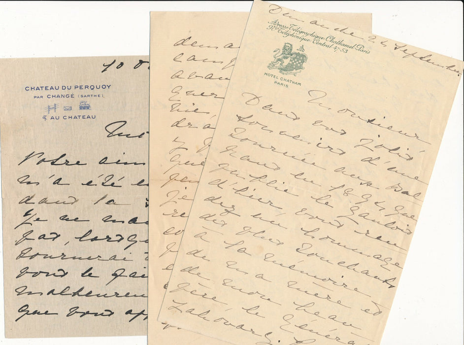 Princesse ROSSETTI-ROSNOVANO 3 lettres autographes signées