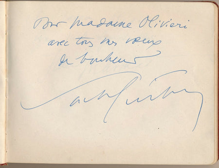 ALBUM AMICORUM 17 signatures Sacha Guitry Louis Jouvet Darrieux et 1 aquarelle
